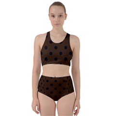 Large Black Polka Dots On Brunette Brown - Racer Back Bikini Set by FashionLane