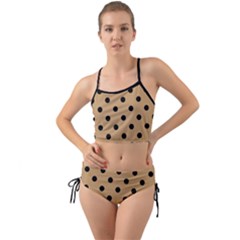 Large Black Polka Dots On Pale Brown - Mini Tank Bikini Set by FashionLane