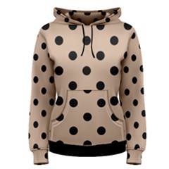 Large Black Polka Dots On Toasted Almond Brown - Women s Pullover Hoodie by FashionLane