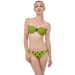 Large Black Polka Dots On Acid Green - Classic Bandeau Bikini Set by FashionLane