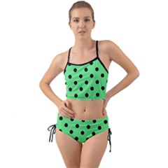 Large Black Polka Dots On Algae Green - Mini Tank Bikini Set by FashionLane