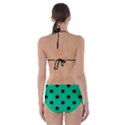 Large Black Polka Dots On Caribbean Green - Cut-Out One Piece Swimsuit View2