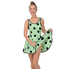 Large Black Polka Dots On Pale Green - Inside Out Casual Dress by FashionLane