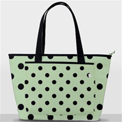 Large Black Polka Dots On Tea Green - Back Pocket Shoulder Bag  by FashionLane