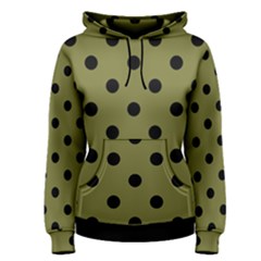 Large Black Polka Dots On Woodbine Green - Women s Pullover Hoodie by FashionLane