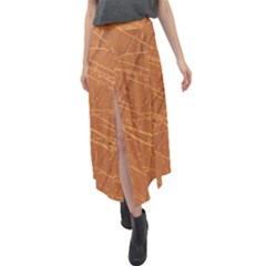 Orange Ochre, Marigold & Rust Velour Split Maxi Skirt by Kettukas