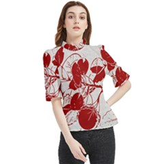 Red A Little Frill Neck Blouse