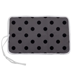 Large Black Polka Dots On Carbon Grey - Pen Storage Case (s) by FashionLane