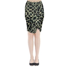 Dark Interlace Motif Mosaic Pattern Midi Wrap Pencil Skirt