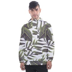 Tropical Leaves Men s Front Pocket Pullover Windbreaker by goljakoff