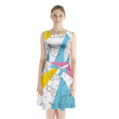 Modern Pineapples Sleeveless Waist Tie Chiffon Dress by goljakoff