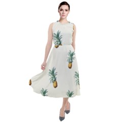 Tropical Pineapples Round Neck Boho Dress by goljakoff