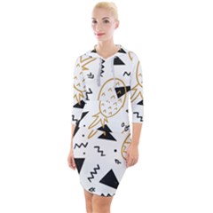 Golden Pineapples Quarter Sleeve Hood Bodycon Dress by goljakoff