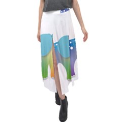 Illustrations Elephant Colorful Pachyderm Velour Split Maxi Skirt by HermanTelo