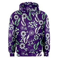 Floral Blue Pattern  Men s Overhead Hoodie