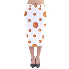 Tangerines Photo Motif Pattern Design Velvet Midi Pencil Skirt by dflcprintsclothing