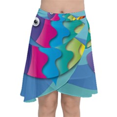 Illustrations Fish Sea Summer Colorful Rainbow Chiffon Wrap Front Skirt