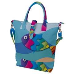 Illustrations Fish Sea Summer Colorful Rainbow Buckle Top Tote Bag