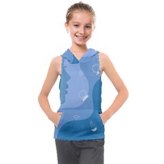 Online Woman Beauty Blue Kids  Sleeveless Hoodie by Mariart