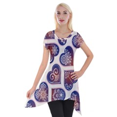 Heart Mandala Short Sleeve Side Drop Tunic by designsbymallika