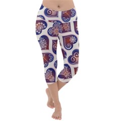 Heart Mandala Lightweight Velour Capri Yoga Leggings by designsbymallika