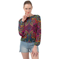 Colorful Boho Pattern Banded Bottom Chiffon Top by designsbymallika