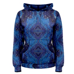 Blue Golden Marble Print Women s Pullover Hoodie by designsbymallika