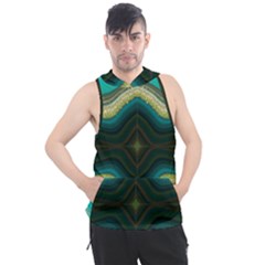 Green Golden Marble Print Men s Sleeveless Hoodie by designsbymallika