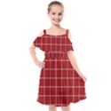 Red plaid Kids  Cut Out Shoulders Chiffon Dress View1