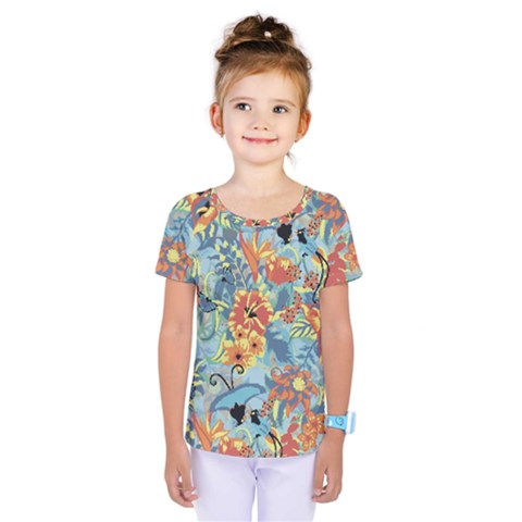 Butterfly And Flowers Kids  One Piece Tee by goljakoff