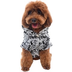 Black And White Graffiti Abstract Collage Dog Coat by dflcprintsclothing