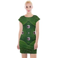 One Island In A Safe Environment Of Eternity Green Cap Sleeve Bodycon Dress by pepitasart