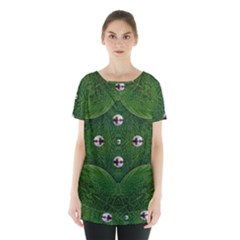 One Island In A Safe Environment Of Eternity Green Skirt Hem Sports Top by pepitasart