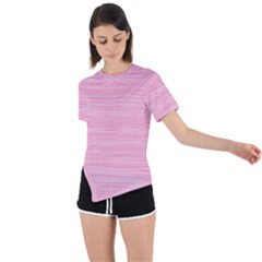 Pink Knitting Asymmetrical Short Sleeve Sports Tee