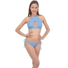 Blue Knitting Cross Front Halter Bikini Set by goljakoff