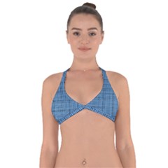 Blue Knitting Pattern Halter Neck Bikini Top