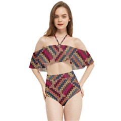 Geometric Knitting Halter Flowy Bikini Set  by goljakoff