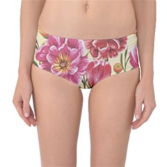 Retro Flowers Mid-waist Bikini Bottoms by goljakoff