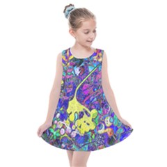 Vibrant Abstract Floral/rainbow Color Kids  Summer Dress