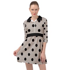 Large Black Polka Dots On Pale Grey - Mini Skater Shirt Dress by FashionLane