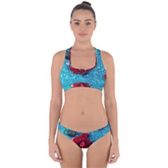 Red Roses In Water Cross Back Hipster Bikini Set by Audy