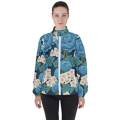 Blue Roses Women s High Neck Windbreaker by goljakoff