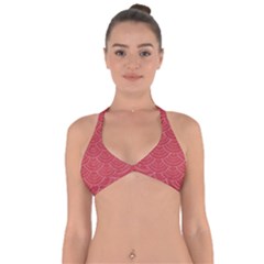 Red Sashiko Halter Neck Bikini Top by goljakoff