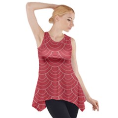 Red Sashiko Side Drop Tank Tunic