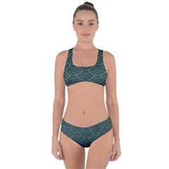 Green Sashiko Criss Cross Bikini Set by goljakoff