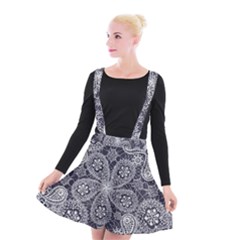 White Flower Mandala Suspender Skater Skirt by goljakoff