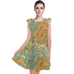 Orange Flowers Tie Up Tunic Dress by goljakoff