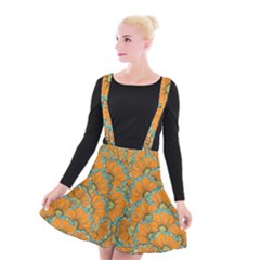 Orange Flowers Suspender Skater Skirt by goljakoff