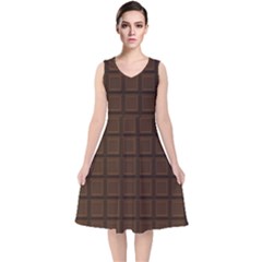 Chocolate V-neck Midi Sleeveless Dress  by goljakoff