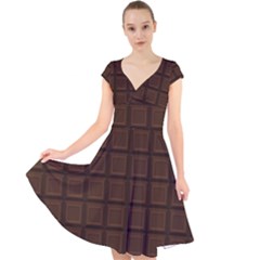 Chocolate Cap Sleeve Front Wrap Midi Dress